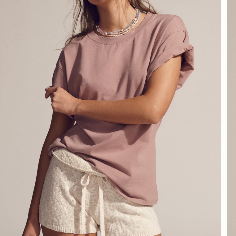Anthropologie Short-Sleeve Fitted Waist Top Petite